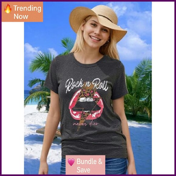 Vintage Rock Music Graphic Tee Cotton Blend Short Sleeve T-Shirt - Picture 3 of 7